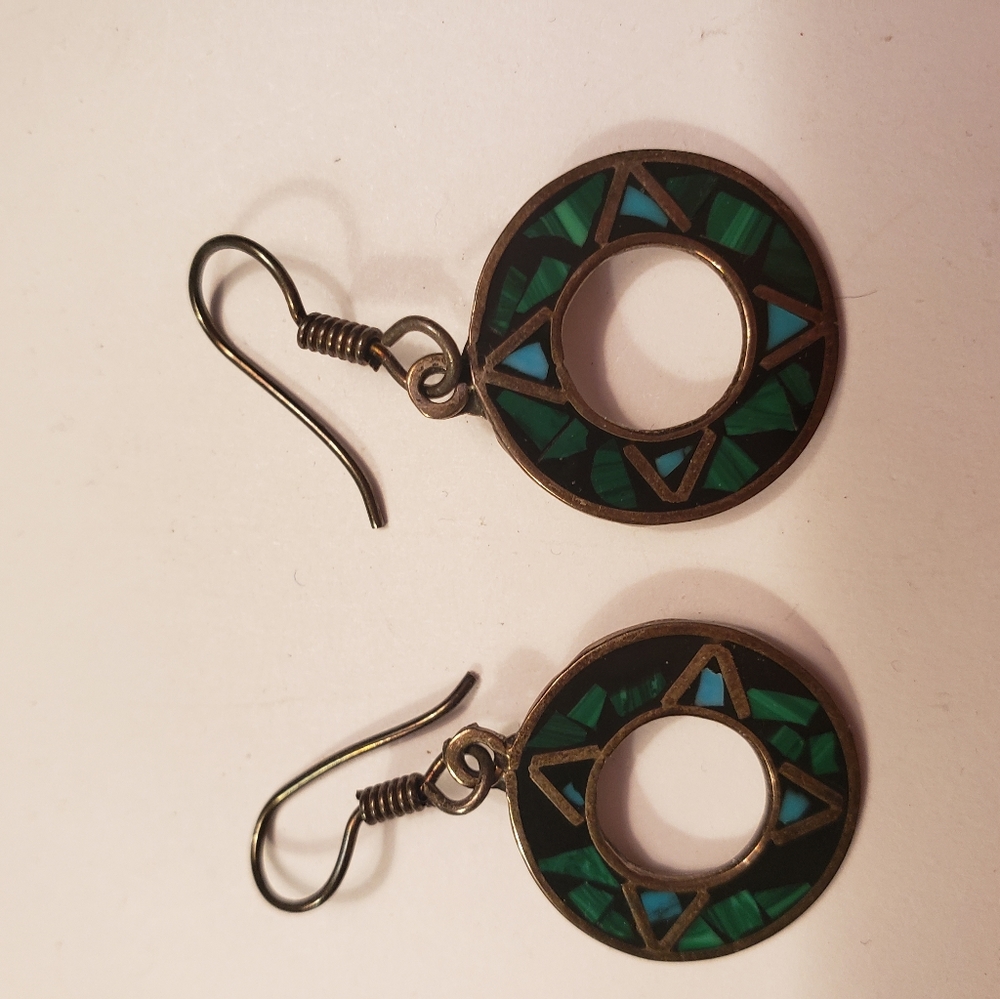 Cloisonne sterling silver pierced earrings